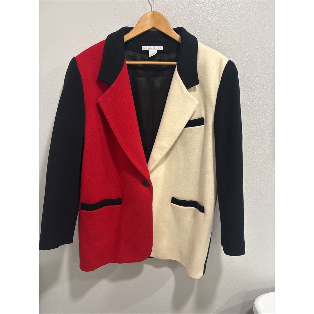 VTG The Limited Color Block Coat Wool Blend Statement Jacket 1980's Fashion Sz L